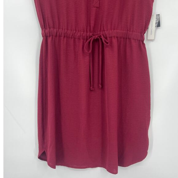 Sandra Darren Burgundy Shirt Dress Sz 14 New Preppy Fall Minimalist Office Chic - Picture 3 of 12